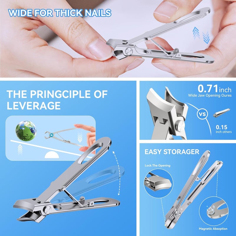 INXENG Toenail Clippers for Seniors Thick Toenails, Sharp Toe Nail Clippers Set for Men Women, Heavy Duty Fingernail Clipper Pedicure Tools for Feet, Professional Manicure and Pedicure Kit with Nail Scissors - Image 5